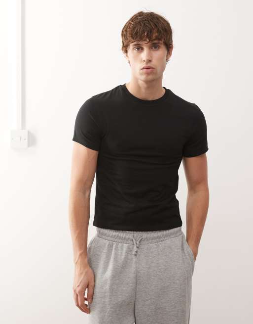 COLLUSION - T-shirt attillata taglio ristretto nera