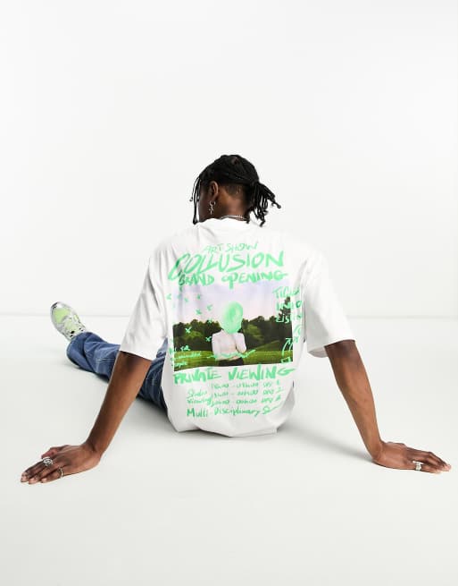 COLLUSION - T-shirt avec grand imprimé au dos - Blanc