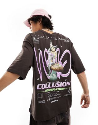 COLLUSION t-shirt with fairy print in brown  - ASOS Price Checker