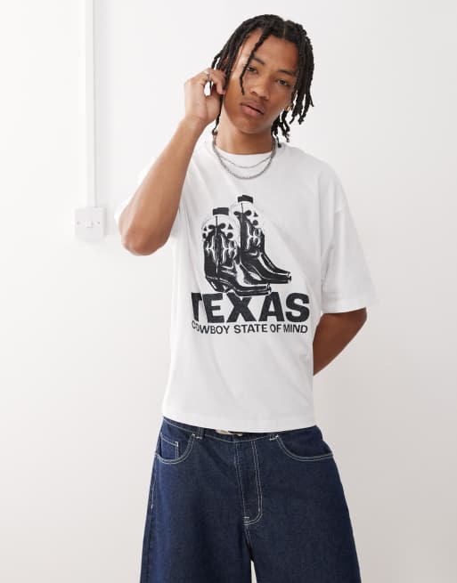 COLLUSION - T-shirt avec imprimé style cowboy et Texas - Blanc