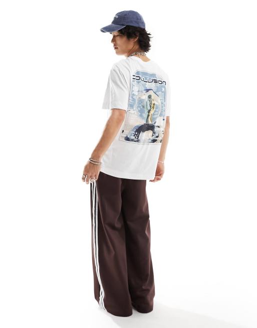 COLLUSION - T-shirt bianca con stampa “Head In Clouds” 