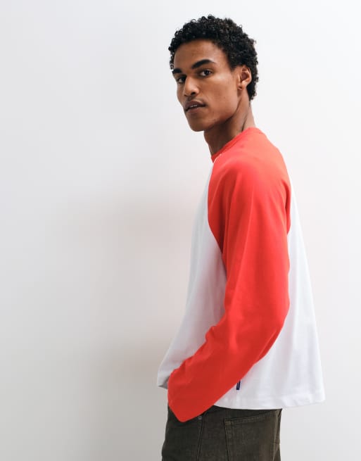 COLLUSION T-shirt boxy con maniche raglan bianca e rossa, 2 di 5