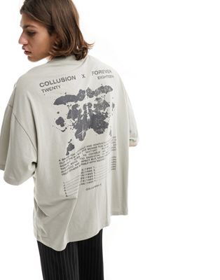 COLLUSION Forever band print t-shirt in stone - ASOS Price Checker