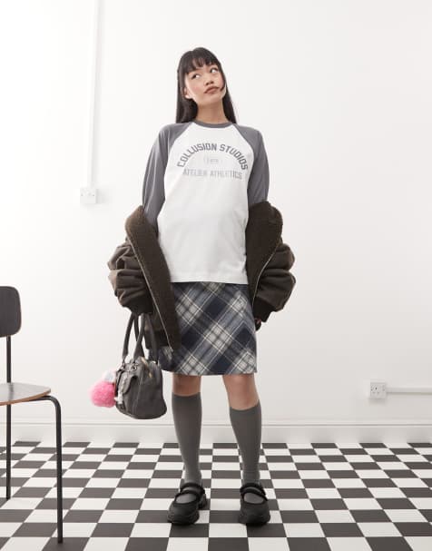 COLLUSION - T-shirt comoda con maniche raglan e logo rétro - view 1