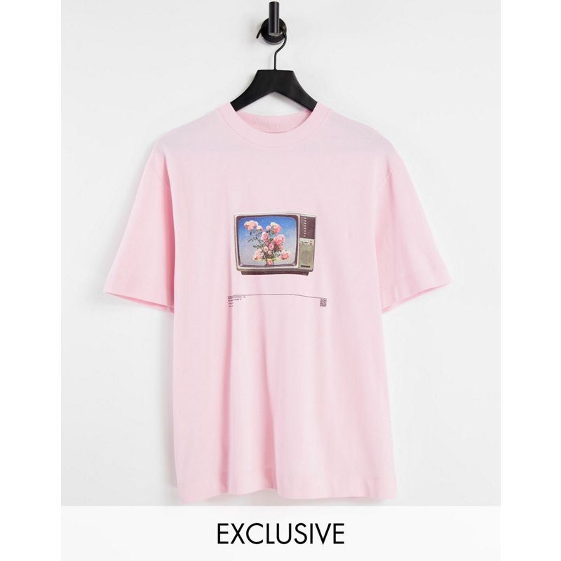 COLLUSION - T-shirt con stampa grafica a fiori rosa