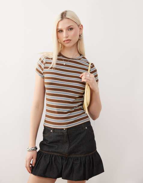 COLLUSION - T-shirt corta aderente a righe - view 1