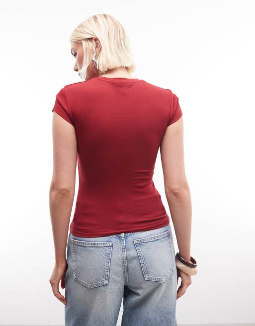COLLUSION - T-shirt corta e stretta rossa con scritta "Worlds Best Ex", 3 di 4