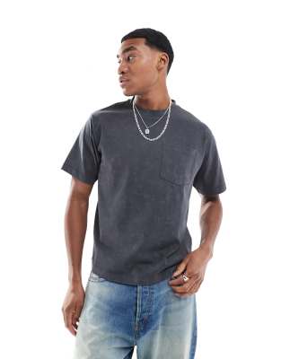 COLLUSION - T-shirt coupe carrée à manches courtes - Gris délavé