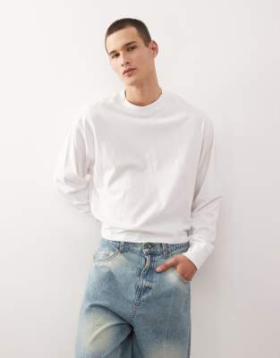 COLLUSION - T-shirt coupe carrée à manches longues - Blanc