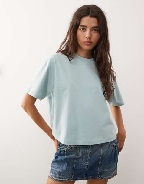 COLLUSION - T-shirt coupe carrée - Bleu pastel - view 1