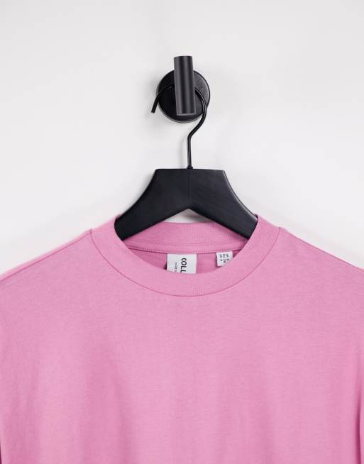COLLUSION - T-shirt crop top à manches longues et ourlet brut en coton - Rose - ORANGE, 3 de 4