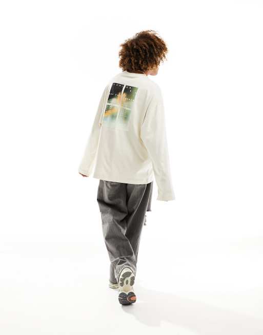COLLUSION - T-shirt de skateur à manches longues avec motif graphique - Beige 
