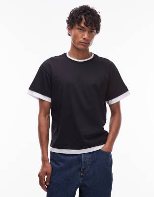 COLLUSION - T-shirt double épaisseur - Noir