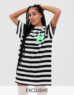 black and white striped t shirt dress