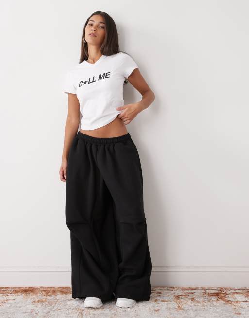 COLLUSION - T-shirt effet rétréci à manches courtes et imprimé Call Me, 4 de 4
