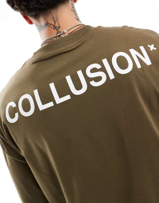 T-shirt Homme Collusion Vert Graphique Taille M – 100% Coton, Col Rond, Manches Courtes
