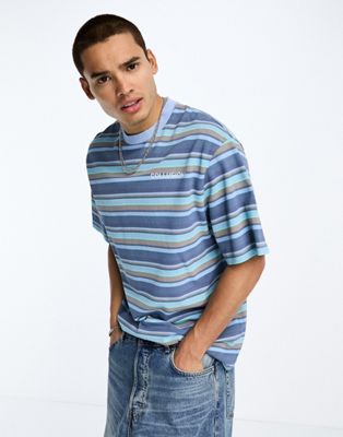 COLLUSION stripe pique crew neck t-shirt in blue - ASOS Price Checker