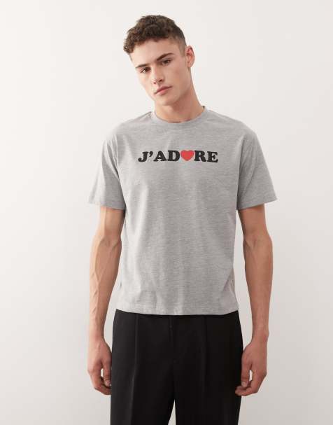 COLLUSION - T-shirt grigio mélange slim fit con grafica - view 1