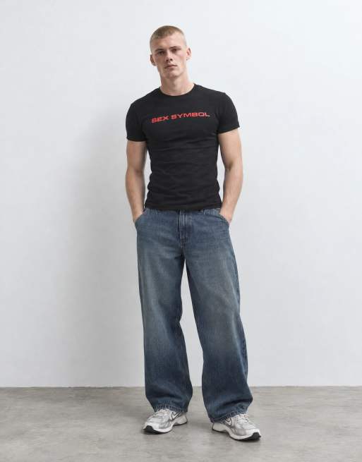 COLLUSION t-shirt i krympt modell med sexsymbol, svart, 6 av 9