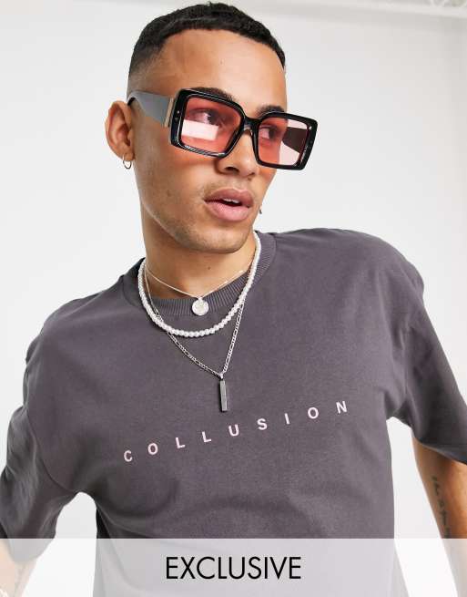 COLLUSION – T-Shirt in Anthrazit mit Logo