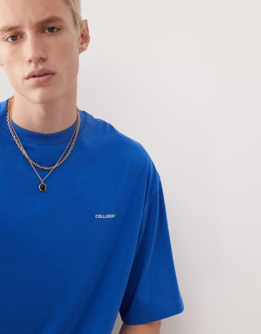 COLLUSION – T-Shirt in Blau mit Logo, 3 von 4