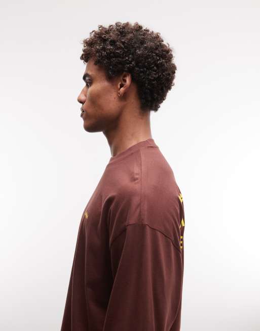 COLLUSION T-shirt in brown with yellow logo, 3 of 4