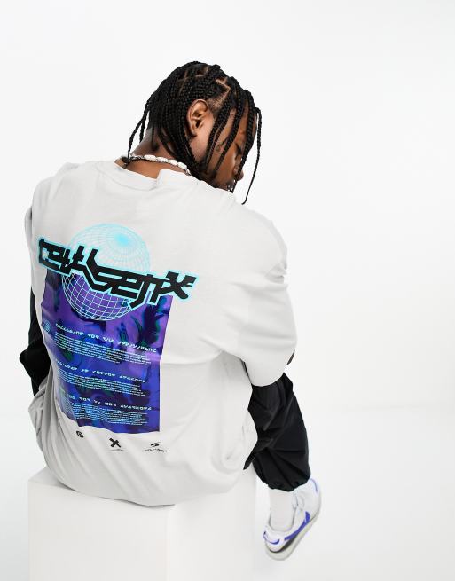 COLLUSION – T-Shirt in Grau mit „Digi“-Grafikprint am Rücken