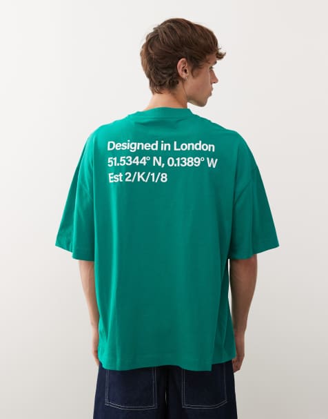 COLLUSION T-shirt in green with back print - view 1