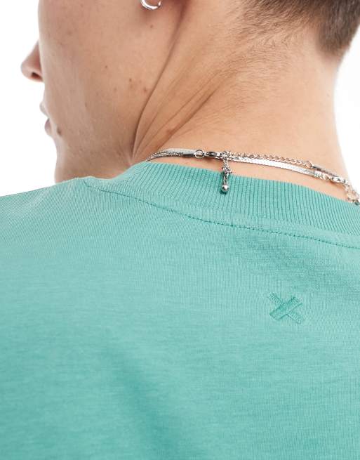COLLUSION - T-shirt in olie groen met wassing