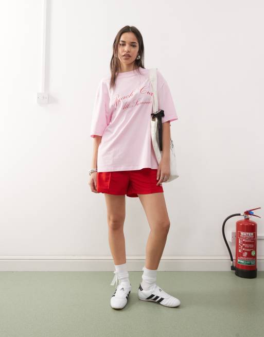 COLLUSION – T-Shirt in Rosa mit Acid-Waschung und Grafik auf der Vorderseite, 2 von 4