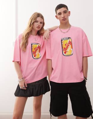 COLLUSION - T-Shirt in Rosa mit Getränkedose-Print