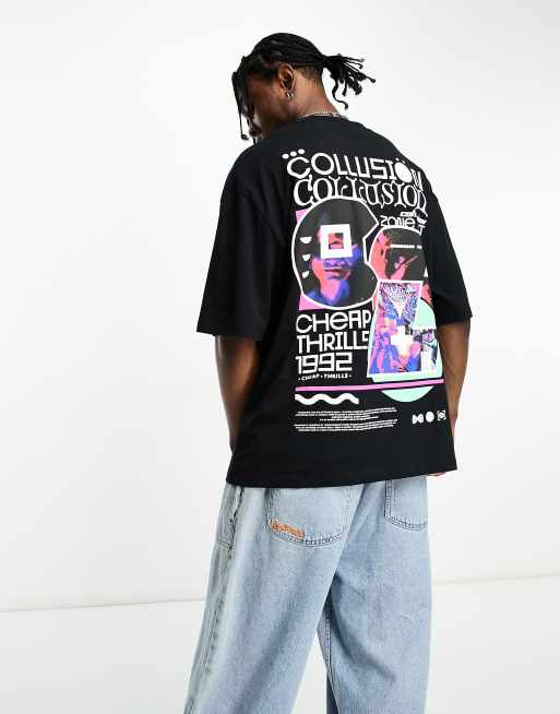 COLLUSION - T-shirt met 'Cheap Thrills'-print op de achterkant in zwart