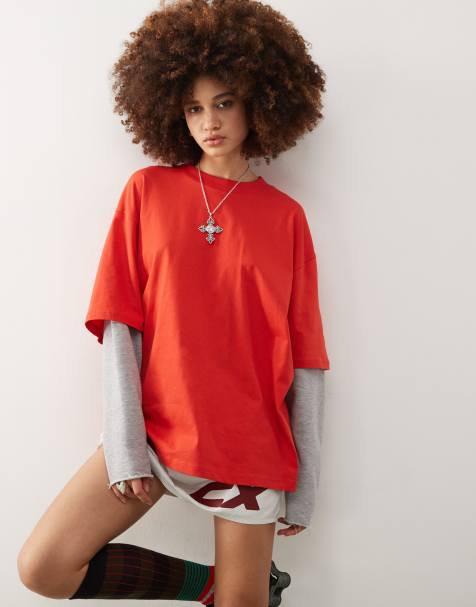 COLLUSION - T-shirt met dubbele laag in rood - view 1