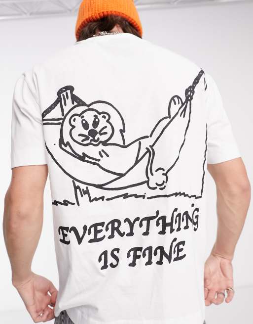 COLLUSION - T-shirt met 'Everything is fine' print in wit