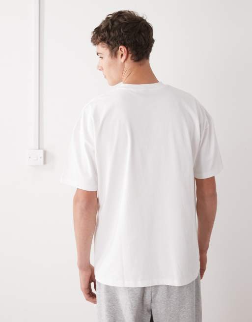 COLLUSION - T-shirt met grafische print op de voor- en achterkant in wit, 3 van 5