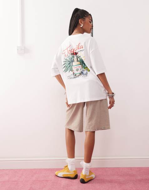 COLLUSION - T-shirt met grafische tequilaprint in wit - view 1