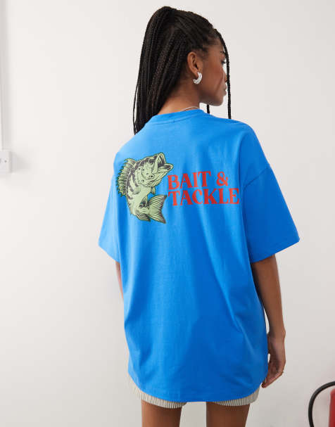 COLLUSION - T-shirt met grafische vissenprint in blauw - view 1