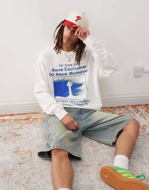 COLLUSION long sleeve t-shirt with front and back graphics