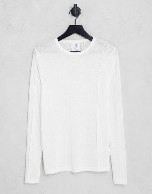 COLLUSION - T-shirt met lange mouwen van burn-out stof in wit