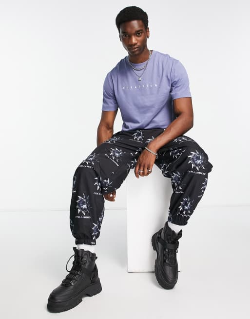 COLLUSION - T-shirt met logo in blauw, 4 van 4