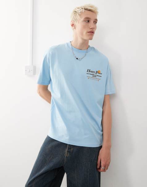 COLLUSION - T-shirt met smiley-print in blauw - view 1