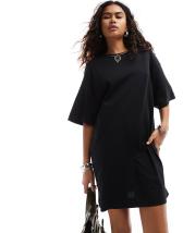 Fred Perry open-knit shirt dress in black | ASOS