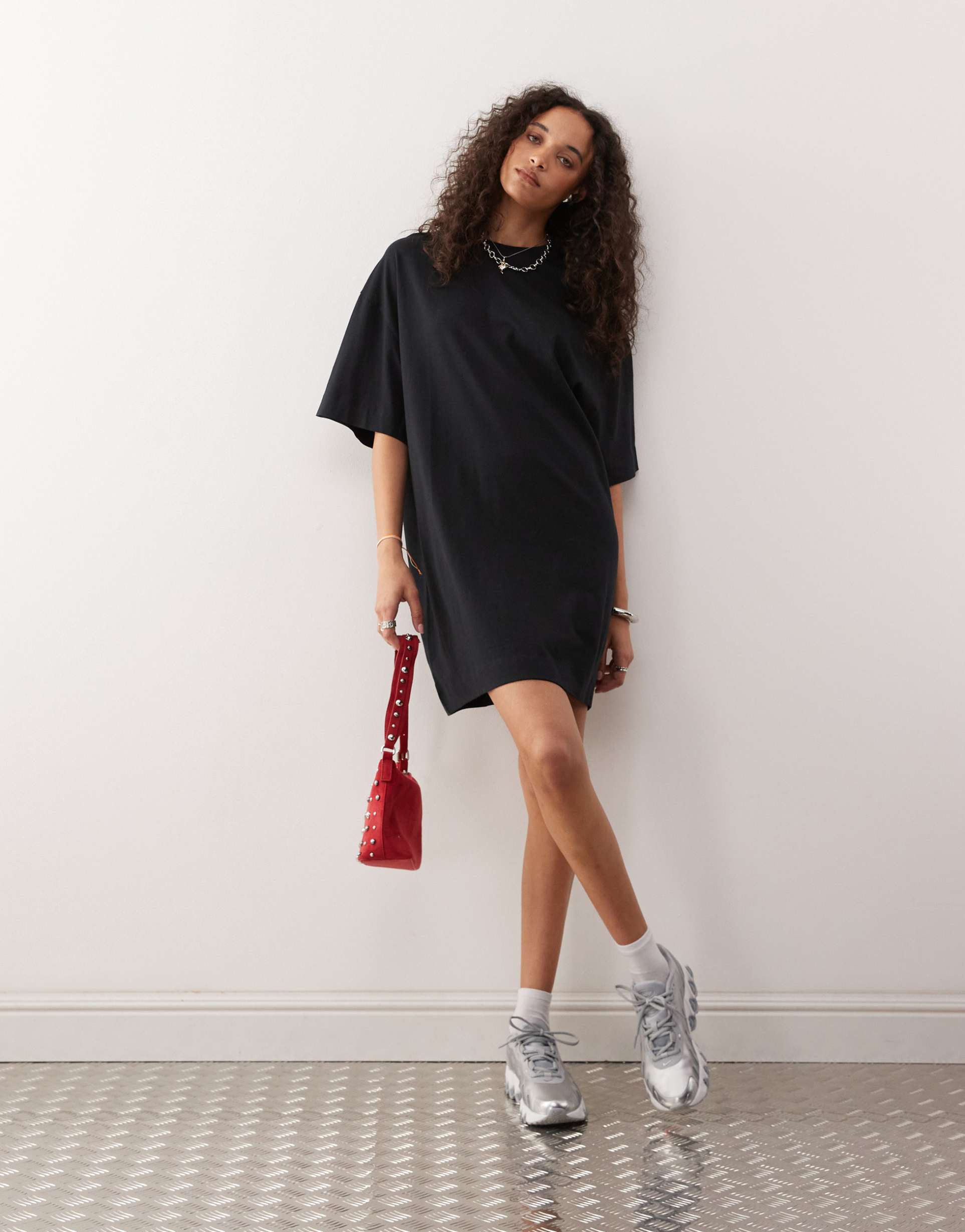 collusion t-shirt mini dress in black