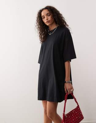 Collusion T-shirt Mini Dress In Black