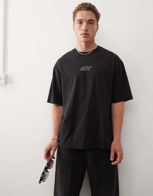 Collusion - T-shirt nera con stampa del logo
