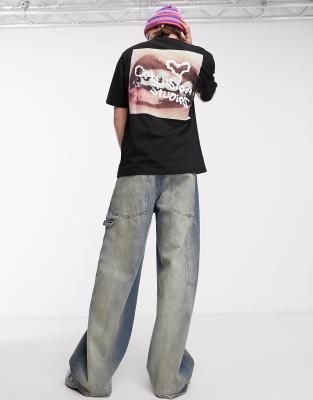 T-shirt nera con stampa fotografica sul retro-Nero - Collusion T-shirt donna  - immagine3