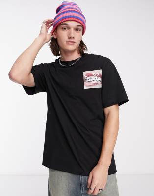 T-shirt nera con stampa fotografica sul retro-Nero - Collusion T-shirt donna  - immagine2