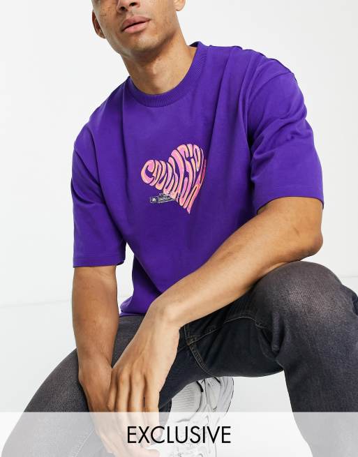 COLLUSION - T-shirt oversize à logo cœur imprimé - Violet délavé