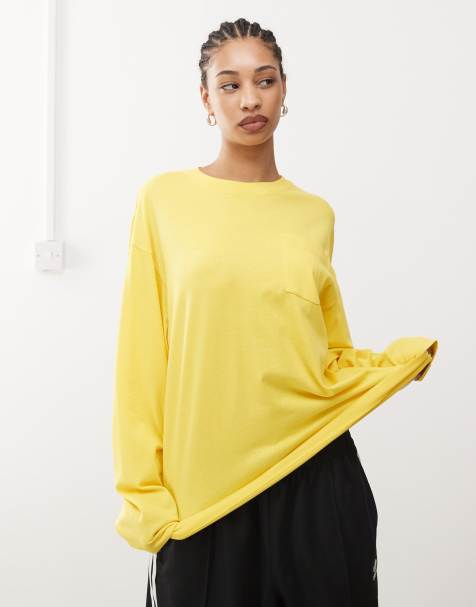 COLLUSION - T-shirt oversize a maniche lunghe gialla con ricamo - view 1