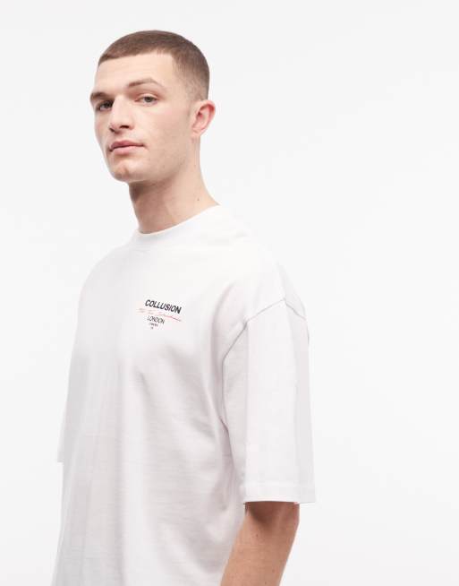 COLLUSION - T-shirt oversize avec logo imprimé - Blanc, 5 de 5